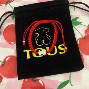 Red Bracelet with Silver Bear Charm